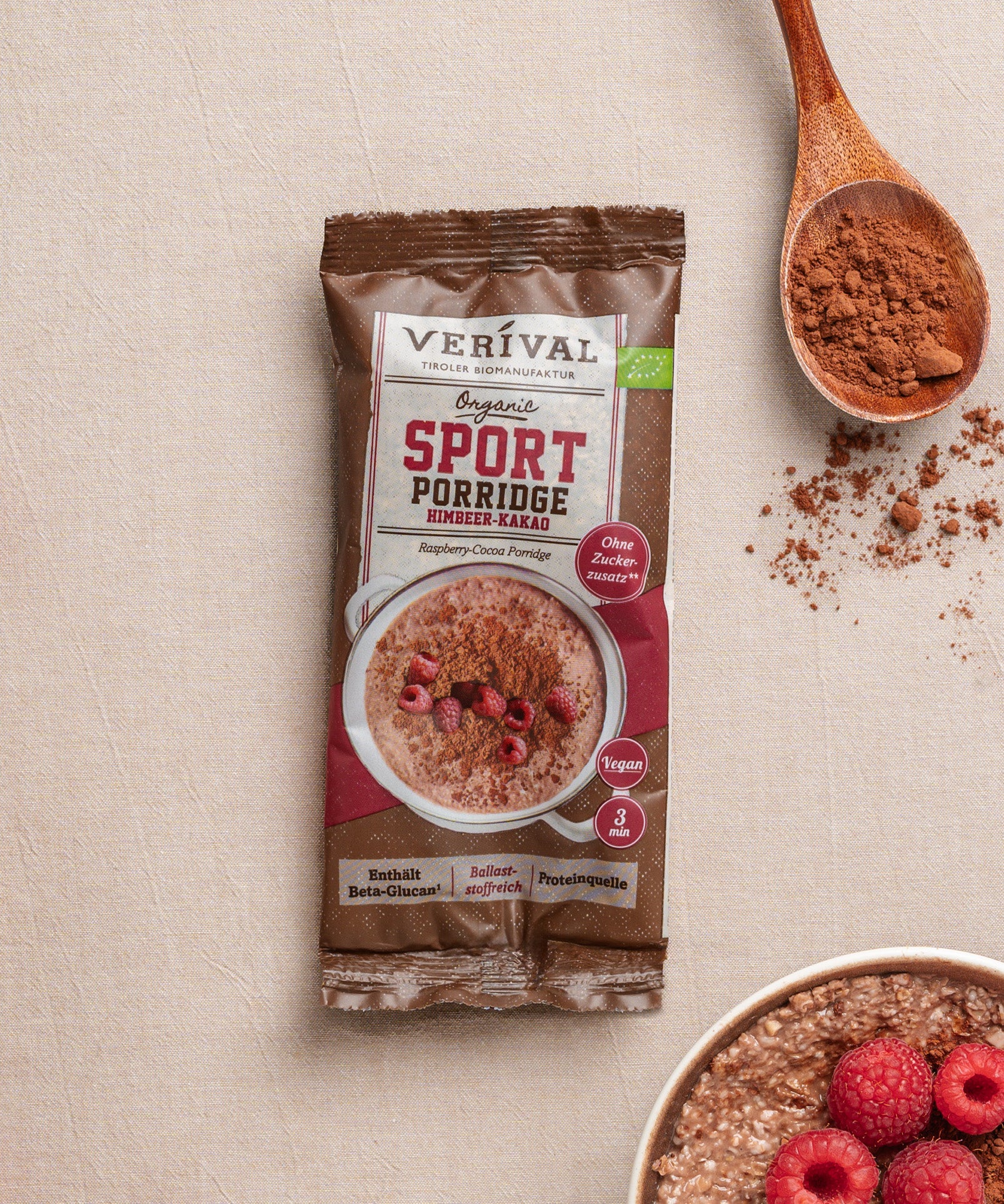Die Protein-Probierbox Top 10 von Verival Bio enthält 10 verschiedene Einzelportionspackungen von proteinreichen Verival Frühstücksprodukten. 