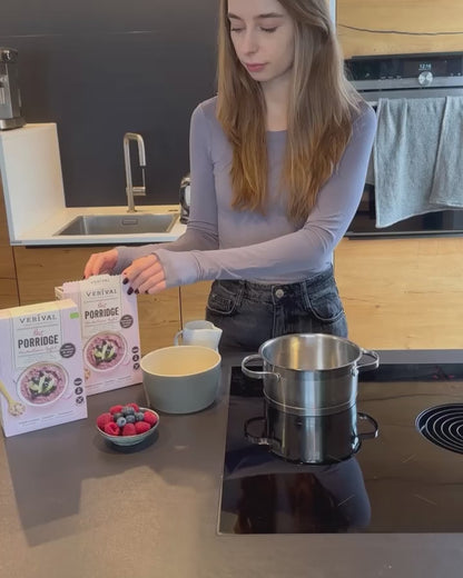 Porridge aux myrtilles et pommes